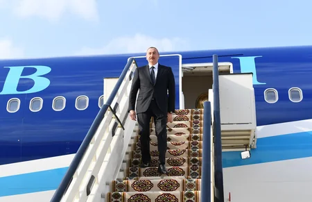 President Ilham Aliyev arrived in Turkmenistan for working visit
