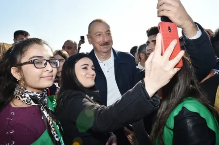 President Ilham Aliyev and first lady Mehriban Aliyeva attended tree-planting campaign in Khatai district, Baku