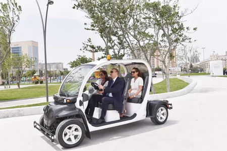 Ilham Aliyev attends the opening of Baku White City boulevard