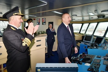 President Ilham Aliyev attended ceremony to launch first tanker built at Baku Shipyard