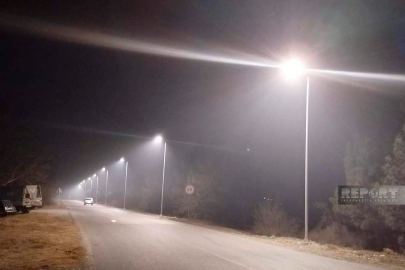 Yevlaxda ağır qəzaların baş verdiyi avtomobil yolunda işıqlandırma sistemi quraşdırılıb