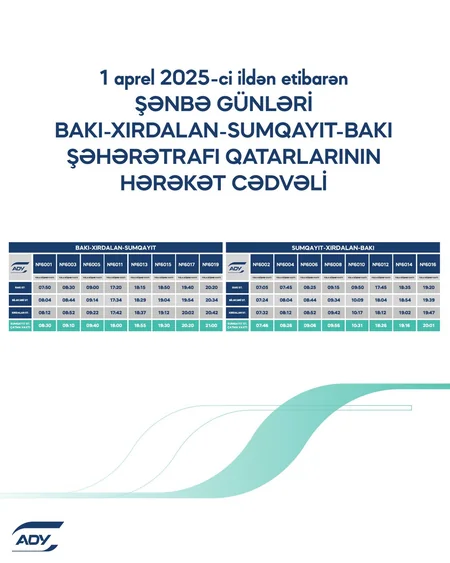 ADY Abşeron dairəvi dəmiryol marşrutu üzrə qatarların yeni qrafikini təqdim edib