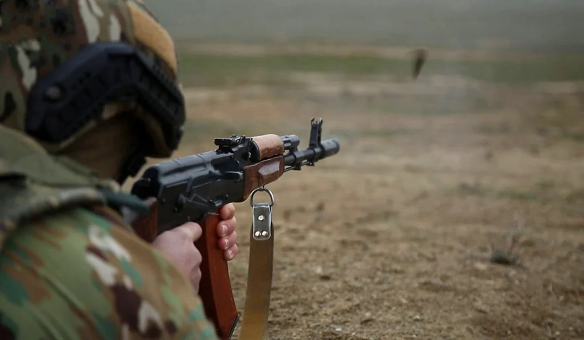 Practical exercises on fire training performed in Azerbaijani army