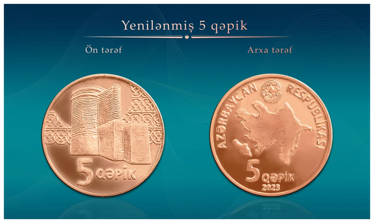 Azərbaycanda yenilənmiş 5 qəpiklik metal pul nişanları tədavülə buraxılıb