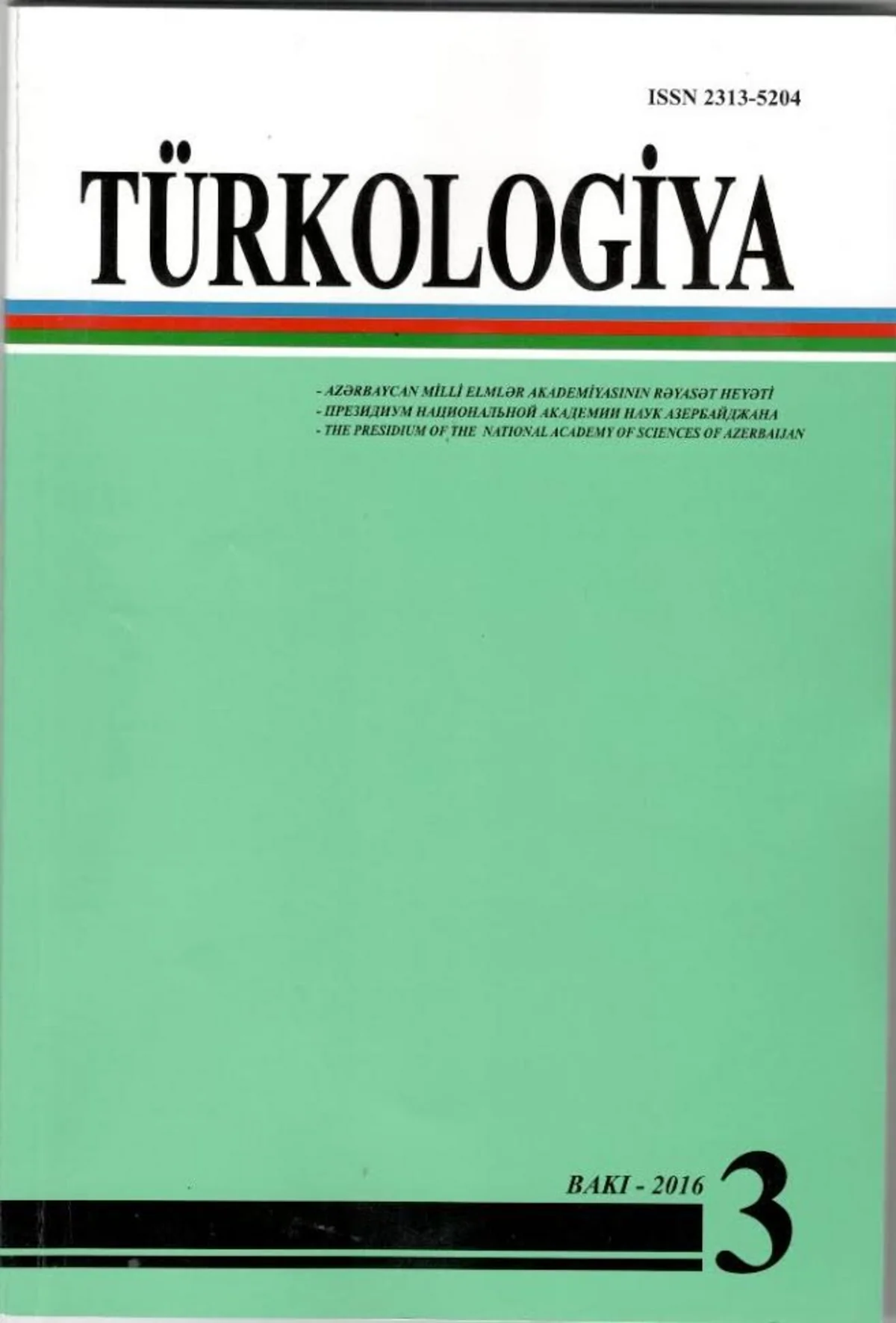 “Türkologiya” jurnalının 3-cü sayı işıq üzü görüb