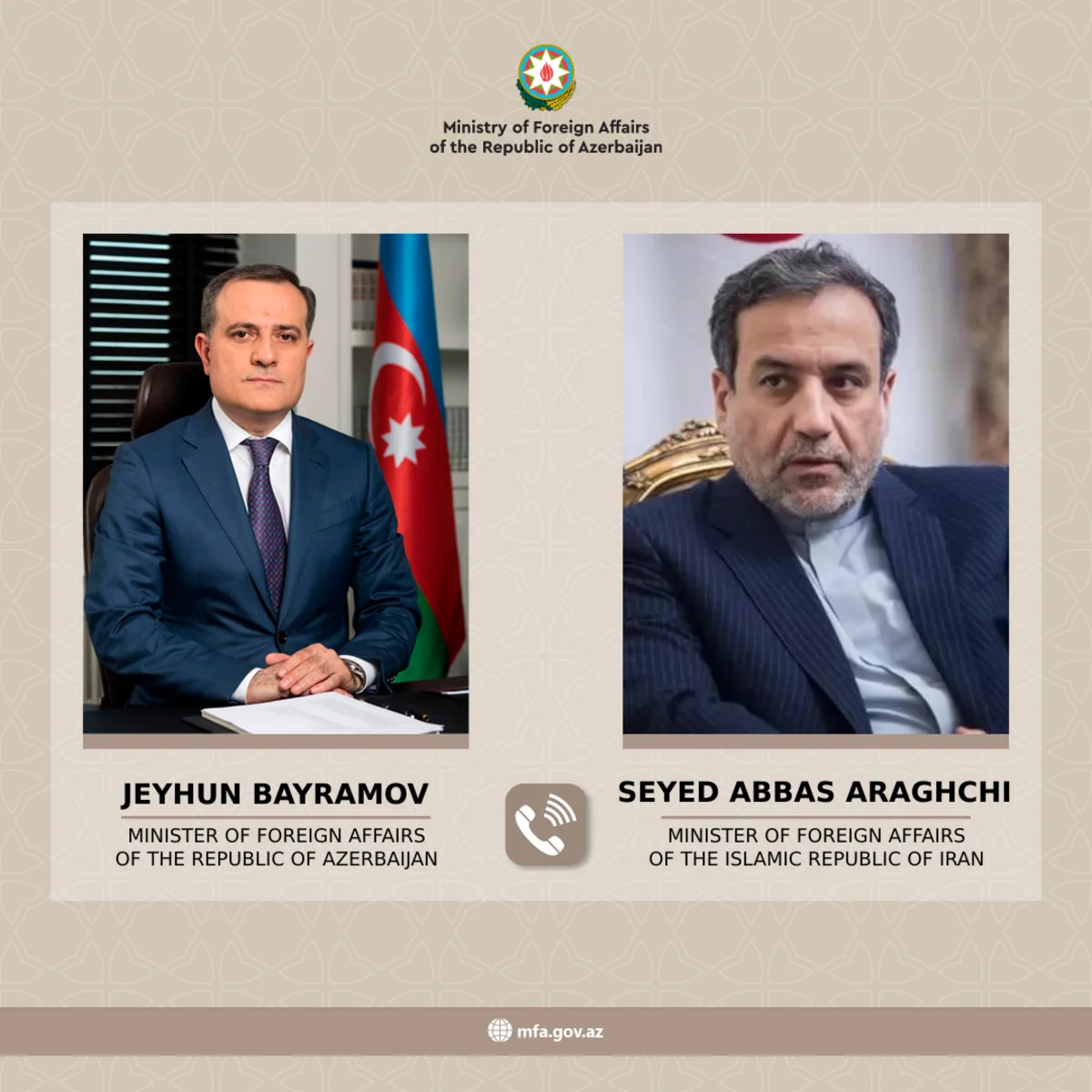 Ceyhun Bayramov yeni iranlı həmkarı ilə regional məsələləri müzakirə edib