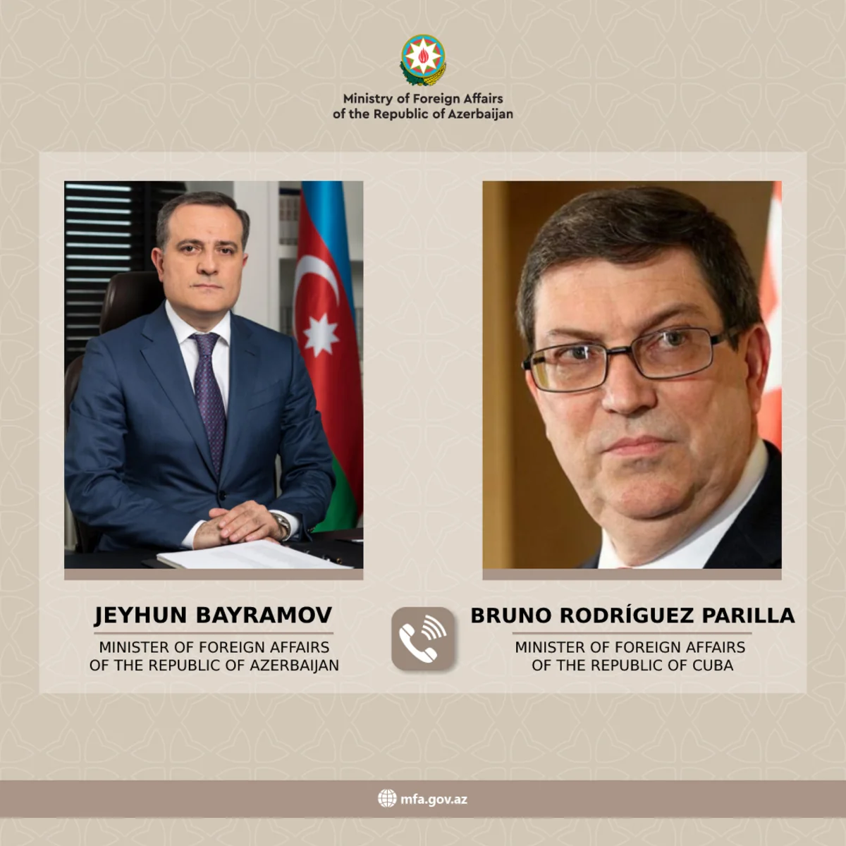 Azərbaycan və Kuba XİN rəhbərləri telefonla danışıb