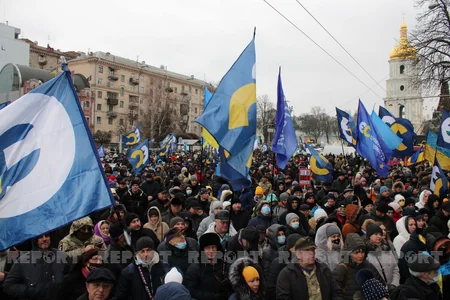 Сторонники Петра Порошенко проводят в Киеве акцию протеста