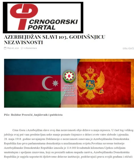 Monteneqronun Lovçen zirvəsində Azərbaycan bayrağı dalğalandırılıb