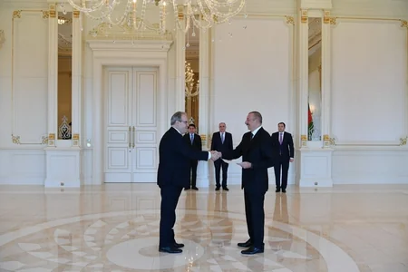 President Ilham Aliyev receives credentials of incoming Latvian and British ambassadors