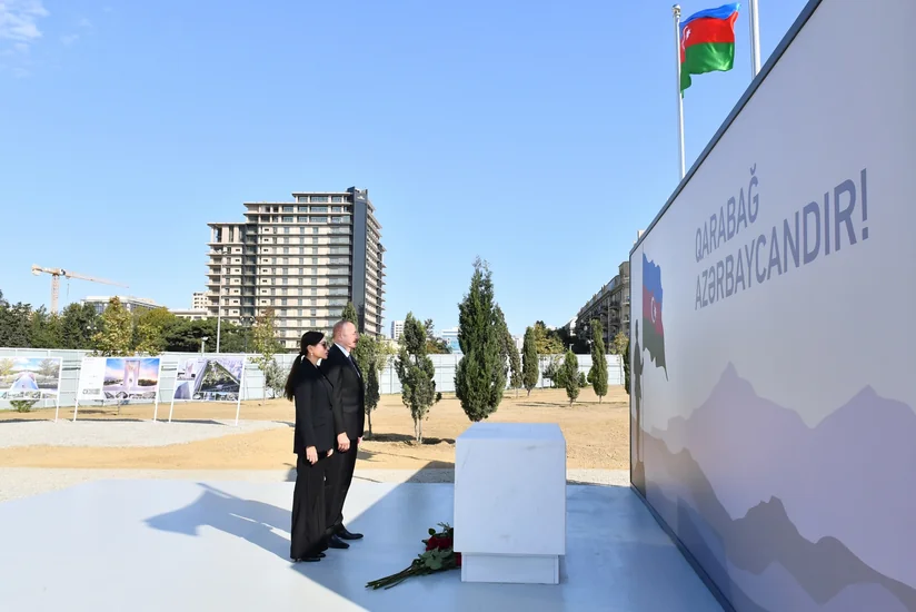 President Ilham Aliyev and First Lady Mehriban Aliyeva visit Victory Park under construction - UPDATED