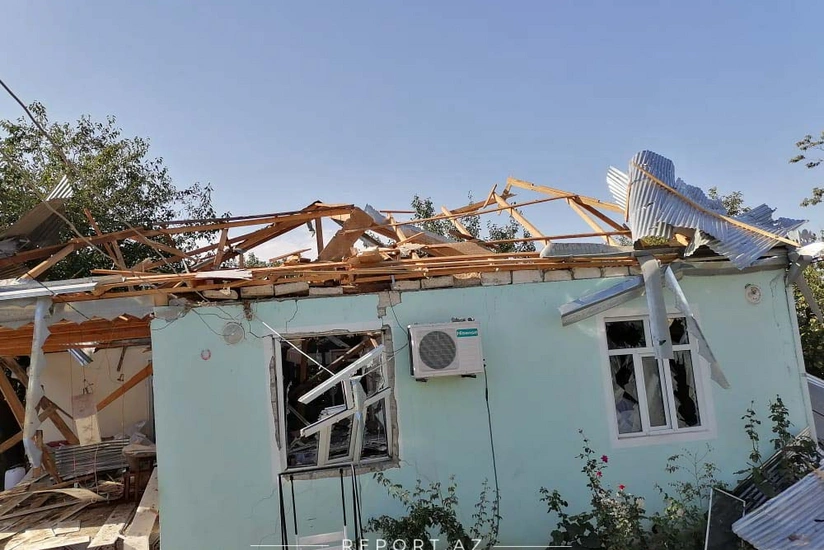 Enemy subjecting to fire settlements in Tartar and Fizuli