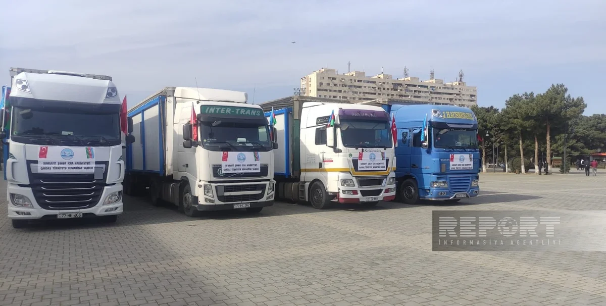 Sumqayıtdan Türkiyəyə 7 ədəd modul ev və digər humanitar yardım göndərilib