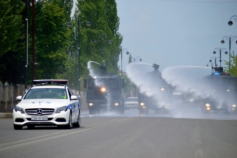 Lənkəranda dezinfeksiya işlərinə DİN-in xüsusi texnikaları qoşuldu - VİDEO