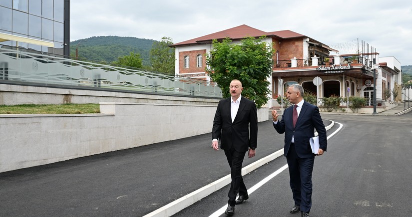 President Ilham Aliyev attends opening of Khankandi Business Center