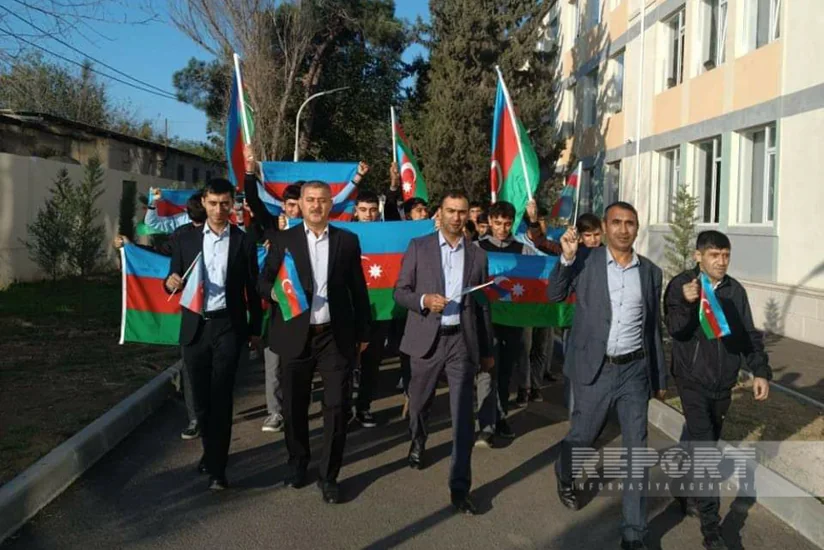 Biləsuvarda Bayraq yürüşü keçirilib