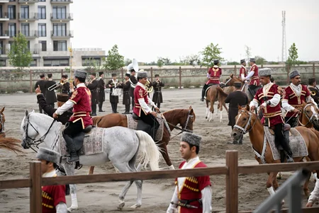 Participants of 17th ECO Summit watch Victory show of Karabakh horses at Aghdam's Imarat Complex