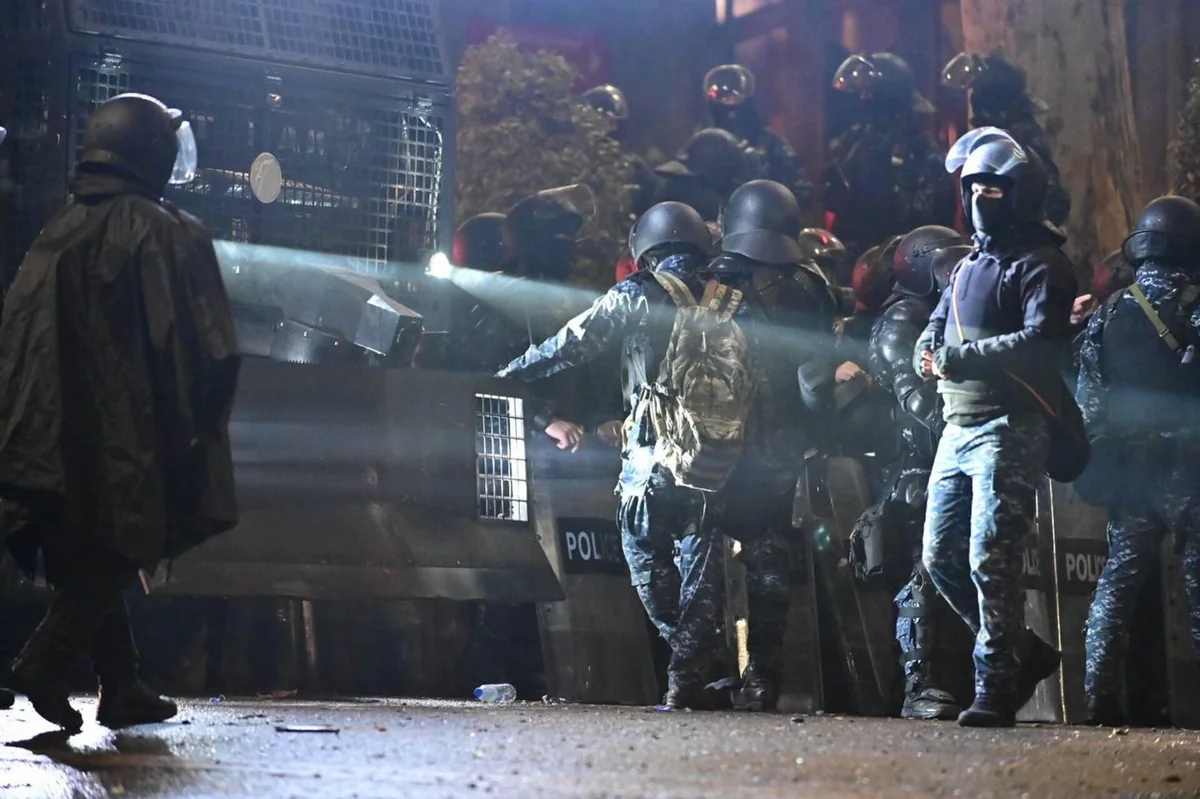 МВД Грузии: В ходе акции протеста 34 участника задержаны, 12 полицейских пострадали