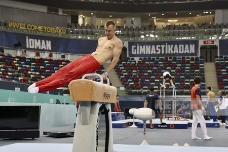 İdman gimnastikası üzrə Azərbaycan millisinin Dünya Kuboku öncəsi açıq məşqi keçirilib