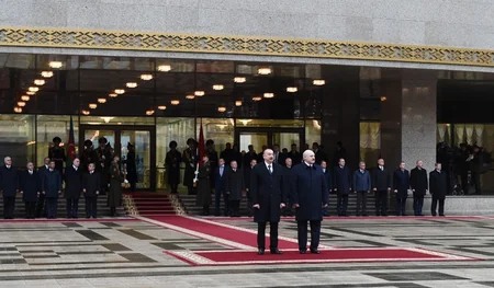 Azərbaycan Prezidentinin Minskdə rəsmi qarşılanma mərasimi olub
