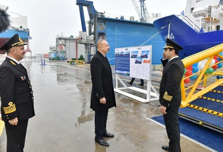 President Ilham Aliyev attended ceremony to launch first tanker built at Baku Shipyard