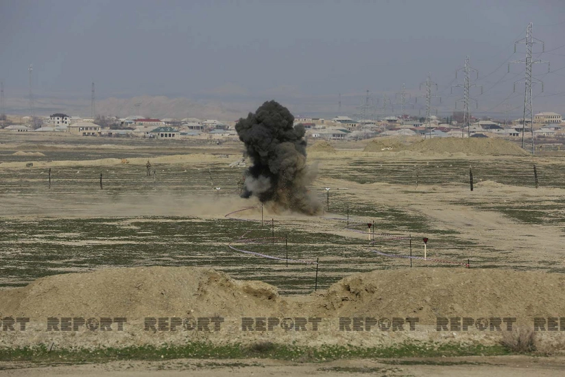 Tractor hit by mine in area under control of Azerbaijani Army in Shusha, one hurt