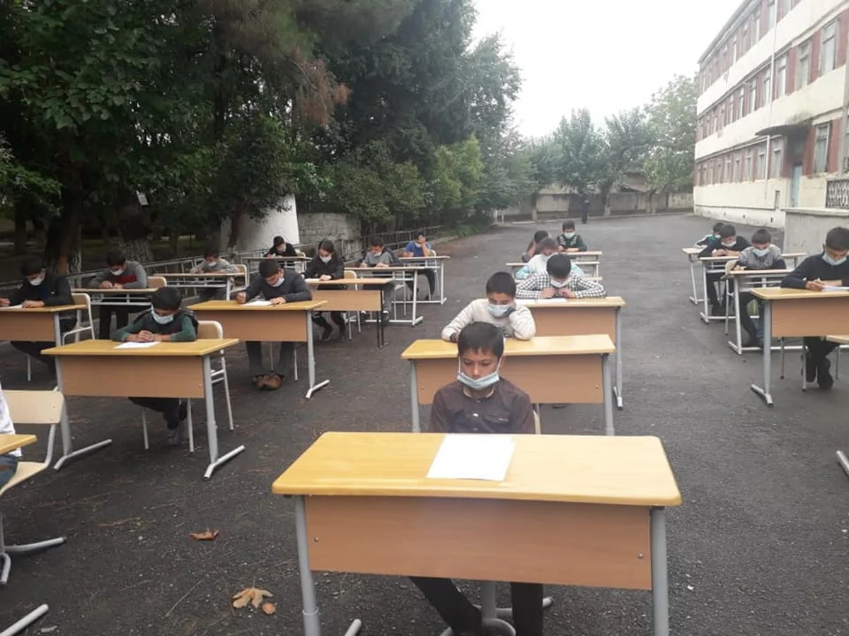 Azerbaijani students take open-air exam