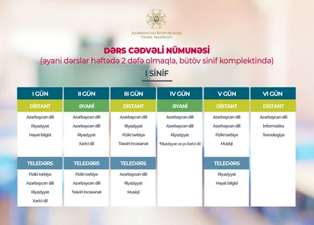 Əyani və distant keçiriləcək dərslərin cədvəli açıqlandı