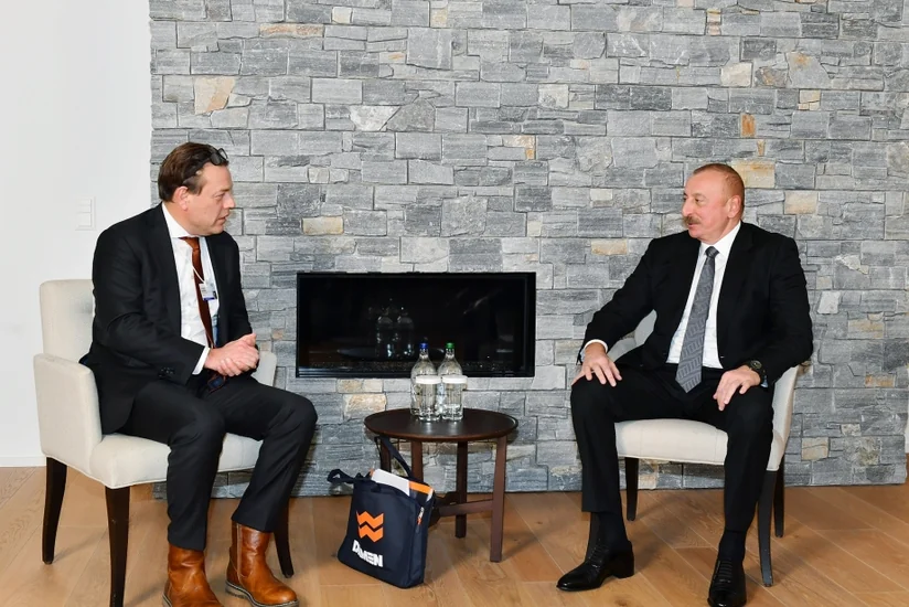 Ilham Aliyev in Switzerland meets with CEO of Damen Shipyards Group