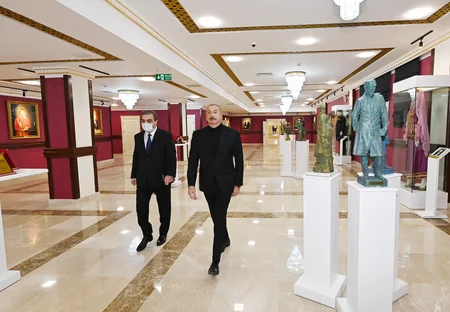 Ilham Aliyev attends inauguration of new building of Ganja State Drama Theater