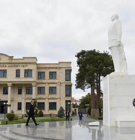 President Ilham Aliyev arrived in Bilasuvar district for a visit