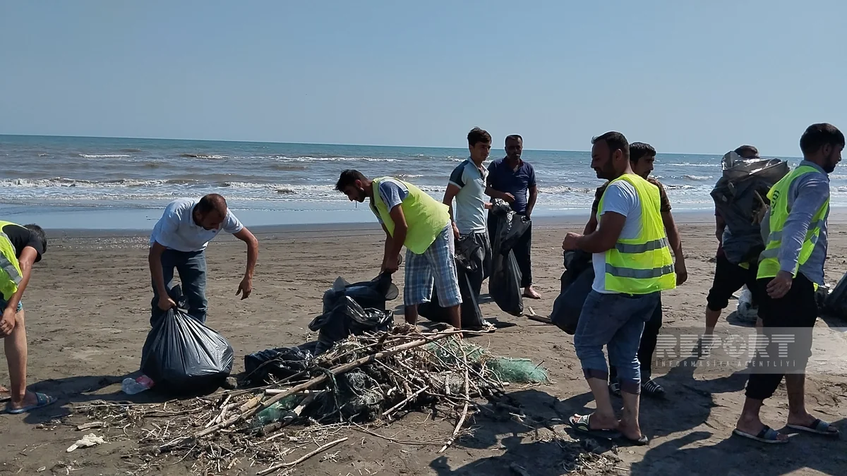 Xəzərin Nabran sahilində təmizlik aksiyası keçirilib
