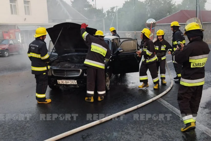 В Огузе загорелся легковой автомобиль