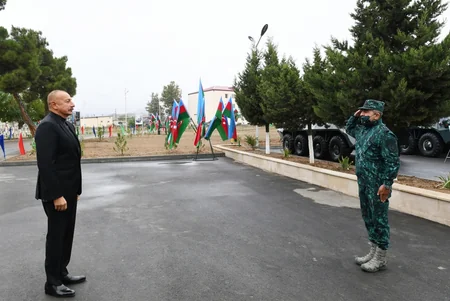 Prezident Cəbrayılda DSX-nin yeni hərbi hissə kompleksinin açılışında iştirak edib