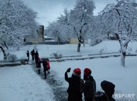 Qax rayonuna ilk qar yağıb - FOTOREPORTAJ
