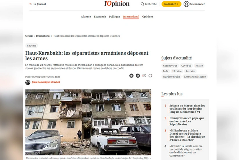 L'Opinion: Azerbaijan changed regional situation in less than 24 hours