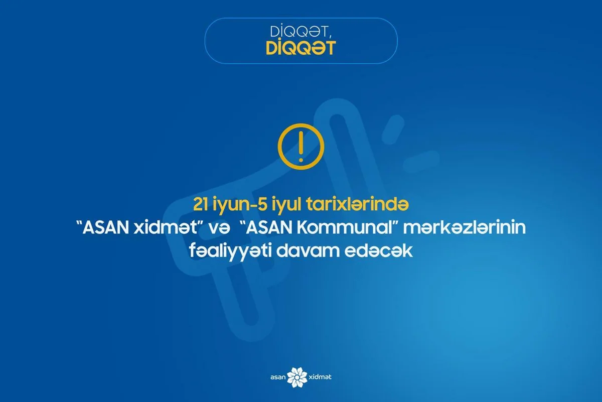 Sərt karantində “ASAN xidmət” mərkəzləri işləyəcək
