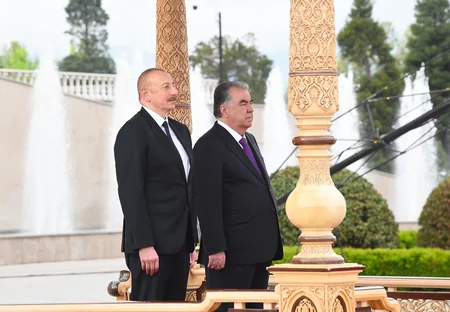 Official welcome ceremony held for President Ilham Aliyev in Dushanbe