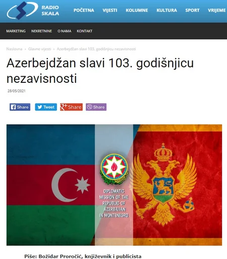 Monteneqronun Lovçen zirvəsində Azərbaycan bayrağı dalğalandırılıb