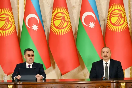 Azerbaijani, Kyrgyz Presidents make statements for press