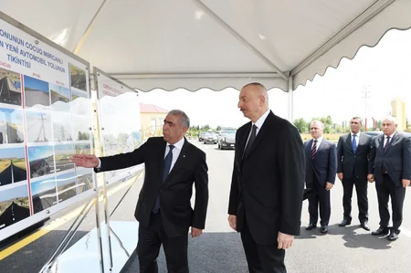 Azərbaycan Prezidenti Cocuq Mərcanlı kənd yolunun açılışında iştirak edib