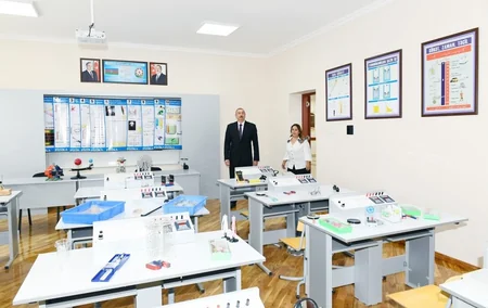 Prezident İlham Əliyev 101 nömrəli məktəbin əsaslı təmir və yenidənqurmadan sonrakı vəziyyəti ilə tanış olub - YENİLƏNİB