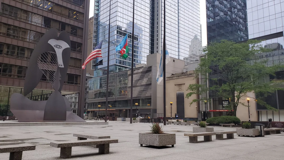 Azerbaijani tricolor raised in Chicago