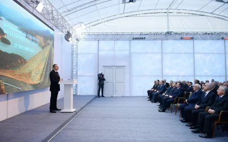 Azərbaycan Prezidenti Şəmkirçay su anbarının açılış mərasimində iştirak edib