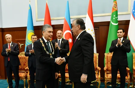 President Ilham Aliyev attends awarding ceremony of Gurbanguly Berdimuhamedov in Dushanbe