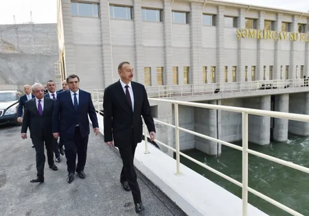 President Ilham Aliyev attended the opening of Shamkirchay water reservoir