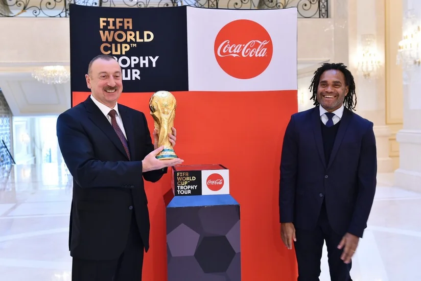 FIFA World Cup Trophy presented to President Ilham Aliyev