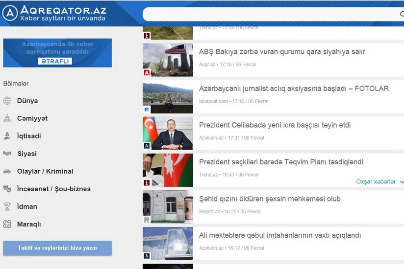 Azərbaycanda ilk aqreqator saytı yaradılıb
