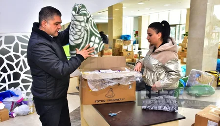 Sumqayıtdan Türkiyəyə daha 4 modul tipli konteyner və 175 min manatlıq humanitar yardım yola salınıb