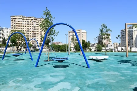 President Ilham Aliyev attends opening of garden outside Tazapir mosque and Central Park built along Fuzuli street